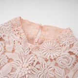 Margaret Light Pink Floral Crochet Midi Dress