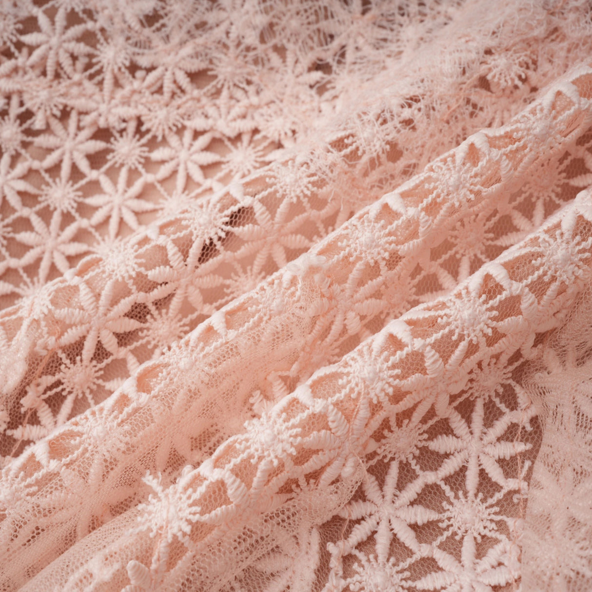 Margaret Light Pink Floral Crochet Midi Dress