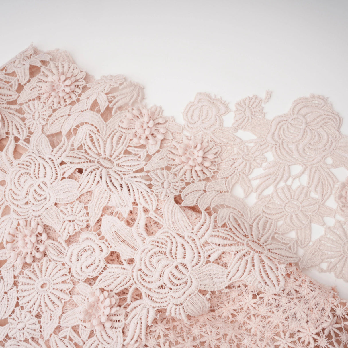 Margaret Light Pink Floral Crochet Midi Dress