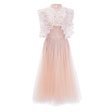Margaret Light Pink Floral Crochet Midi Dress