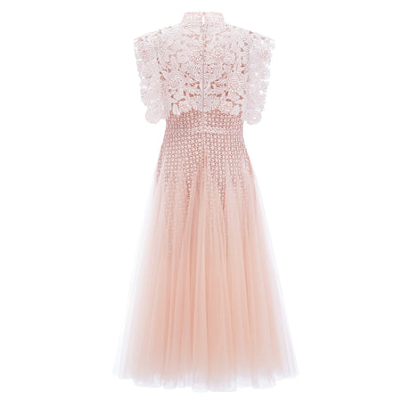 Jordan Midi Dress Light Pink Floral Crochet