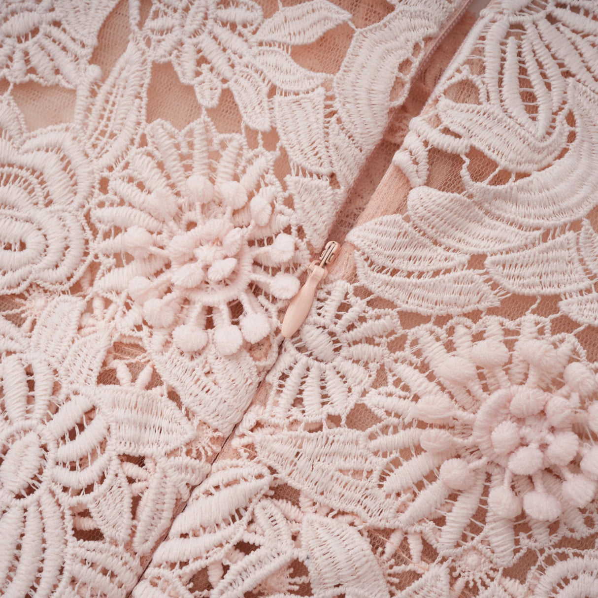 Margaret Light Pink Floral Crochet Midi Dress