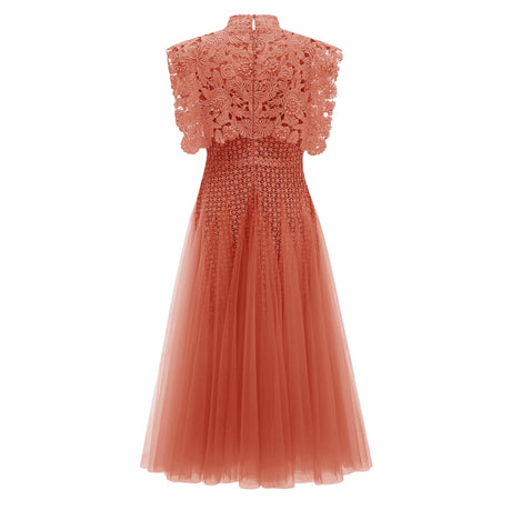 Maria Midi Dress Orange Floral Crochet