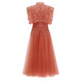 Margaret Orange Floral Crochet Midi Dress