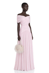 Margaret Pink Short Sleeve Ruched Maxi Dress