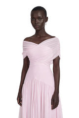 Margaret Pink Short Sleeve Ruched Maxi Dress