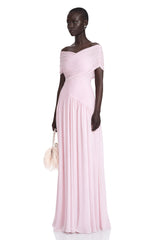 Margaret Pink Short Sleeve Ruched Maxi Dress