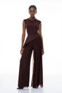Margaux Burgundy Asymmetrical Top  Trousers Set