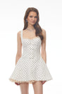 Margaux White Polka Dot ALine Mini Dress with Bow