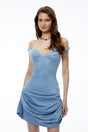 Margherita Blue Sweetheart Ruched Mini Dress