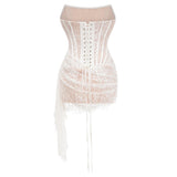 Margherita White Floral Lace Dress  Skirt Set