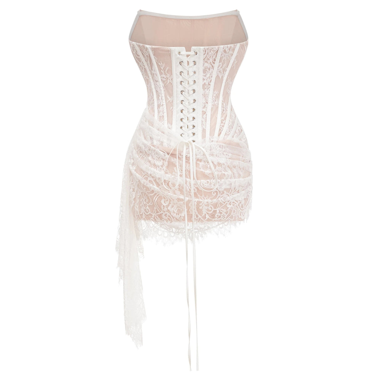 Margherita White Floral Lace Dress  Skirt Set
