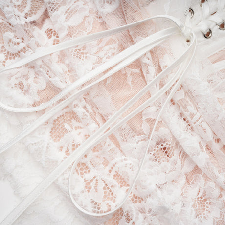 Margherita White Floral Lace Dress  Skirt Set