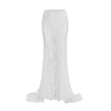 Margherita White Floral Lace Dress  Skirt Set