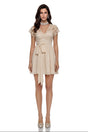 Margot Beige CutOut Ruched Mini Dress