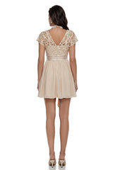 Margot Beige CutOut Ruched Mini Dress