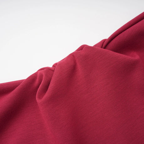 Rina Red Scarf Design Ruched Maxi Gown