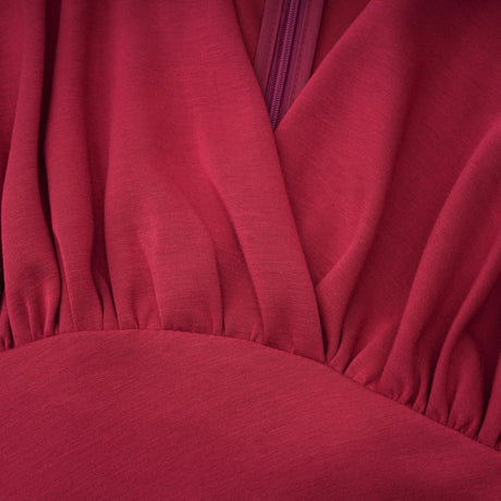 Rina Red Scarf Design Ruched Maxi Gown