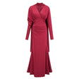 Margot Red Scarf Design Ruched Maxi Gown