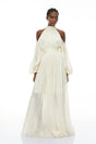 Margot White Cold Shoulder Ruched Maxi Dress