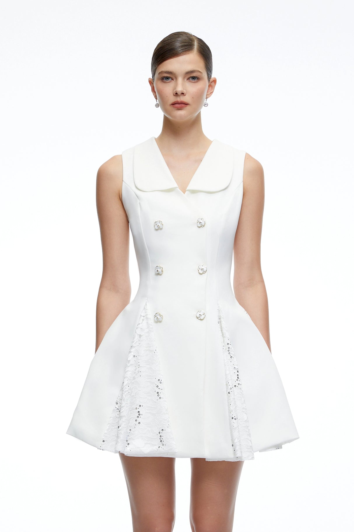 Margot White Lace Embroidered ALine Mini Dress
