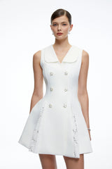 Margot White Lace Embroidered ALine Mini Dress