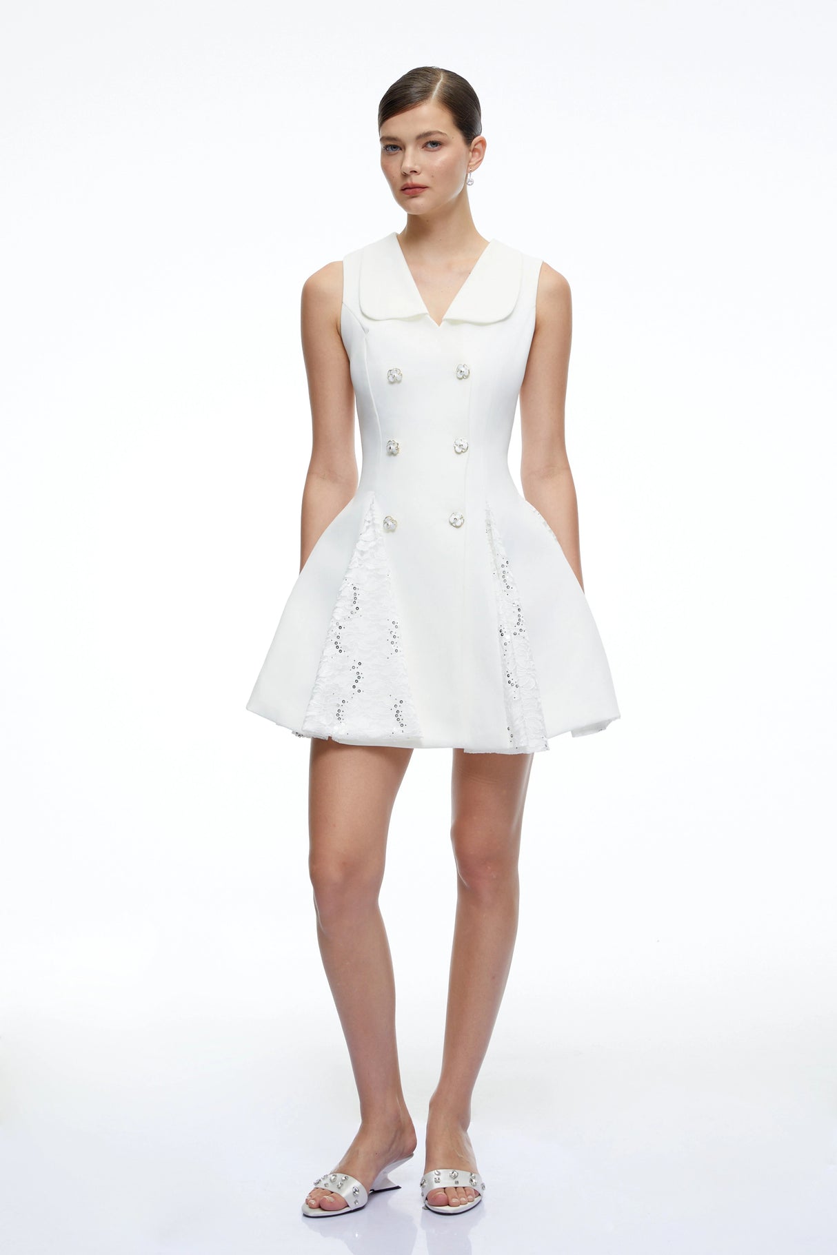 Margot White Lace Embroidered ALine Mini Dress