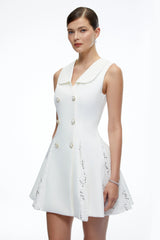 Margot White Lace Embroidered ALine Mini Dress