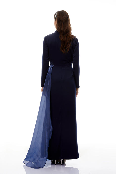 Giulia Maxi Dress Blue Embellished Ribbon