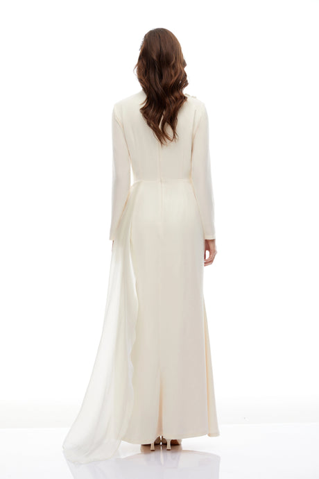 Carmen Maxi Dress Off White Embellished Ribbon