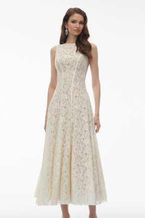 Marhuma White Floral Lace Maxi Dress
