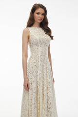 Marhuma White Floral Lace Maxi Dress