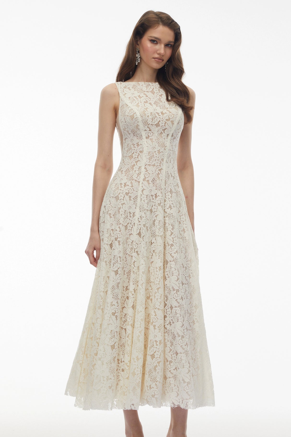 Marhuma White Floral Lace Maxi Dress