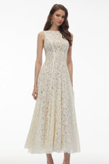 Marhuma White Floral Lace Maxi Dress