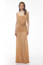 Mariana Neutral Draped Ruched Maxi Dress