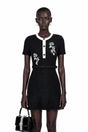 Marianne Black Sequin Embroidered Knit Mini Dress