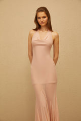 Marianne Pink Halterneck Mermaid Mesh Midi Dress