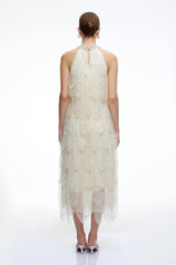 Maribel CrystalCollar Embellished Midi Dress