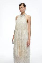 Maribel CrystalCollar Embellished Midi Dress