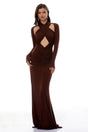 Marie Brown Cross Over CutOut Maxi Dress