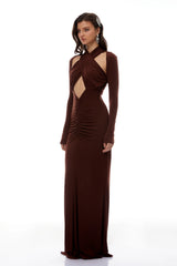 Marie Brown Cross Over CutOut Maxi Dress