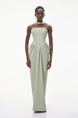 Mariella Green Halterneck Corset Maxi Gown