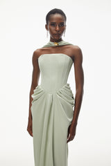 Mariella Green Halterneck Corset Maxi Gown
