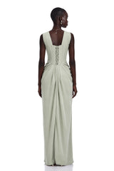 Mariella Green Halterneck Corset Maxi Gown