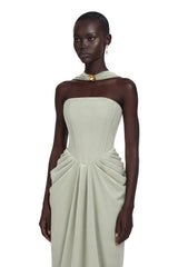 Mariella Green Halterneck Corset Maxi Gown