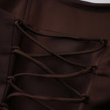 Marilou Brown Ruched Satin Maxi Dress