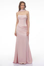 Marilou Pink Ruched Satin Maxi Dress