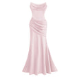 Marilou Pink Ruched Satin Maxi Dress