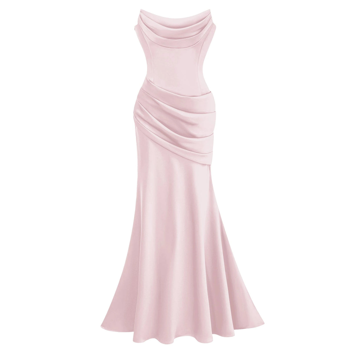 Marilou Pink Ruched Satin Maxi Dress