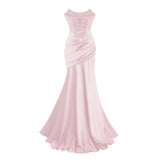 Marilou Pink Ruched Satin Maxi Dress